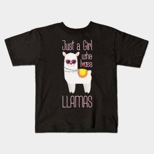 Just A Girl Who Loves Llamas - Funny Llama Girls Kids T-Shirt